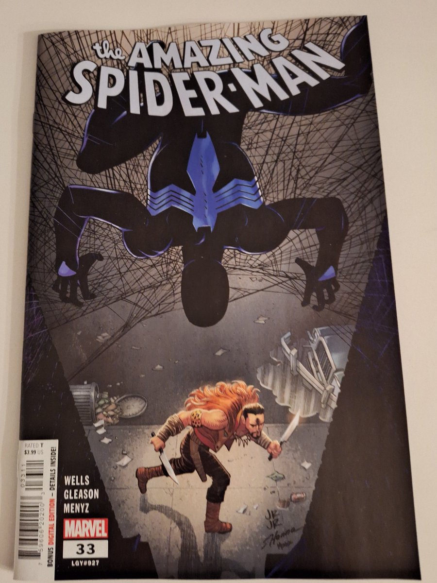 Jimmy's Reviews:  #AmazingSpiderMan Issue 33. #ZebWells, writer.  #PatrickGleason, artist. With #Norman's 'sins' in his blood, Parker stalks #KravenTheHunter ' son.   Clearly, opting for the black Spider costume, Parker almost does the unthinkable.