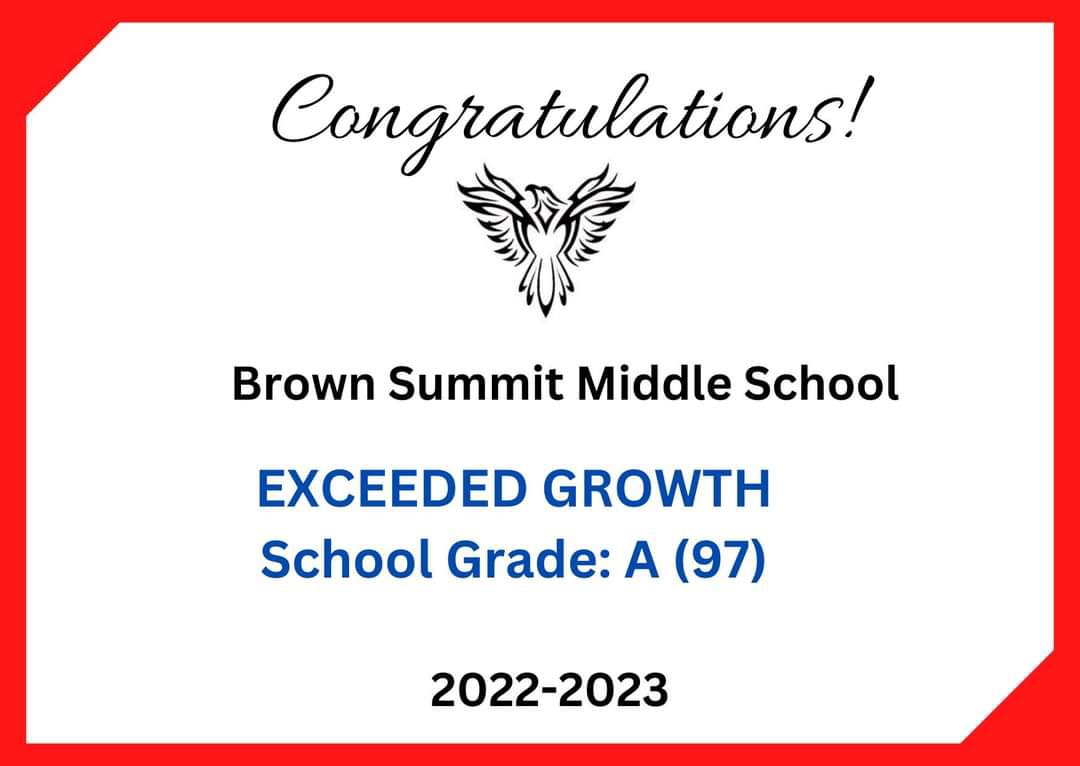 BSMSPhoenix's tweet image. The 2022-23 school performance results are in! Congratulations Team Brown Summit Middle! @DrKimberlyGoods @LadyNicoleAver1