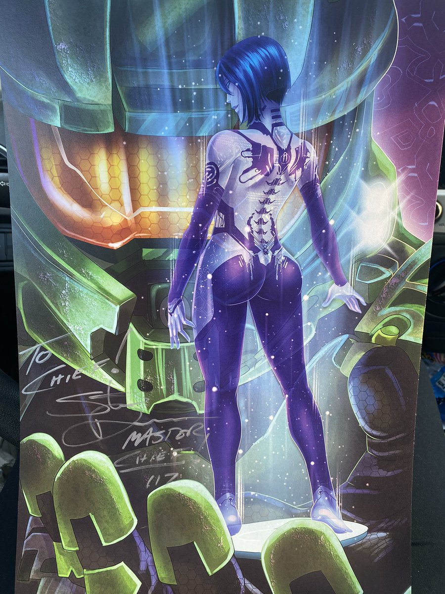 darkghost240's tweet photo. Today was one of the best days of my life! I got to meet the one and only @SteveDownes117!! He was super kind and he even signed Chief on my dadโs print (since my dad was a CW3) Thank you for making my childhood dream a reality ๐ #MasterChief117 #ArkansasComicCon https://t.co/BTh1QXJxSs