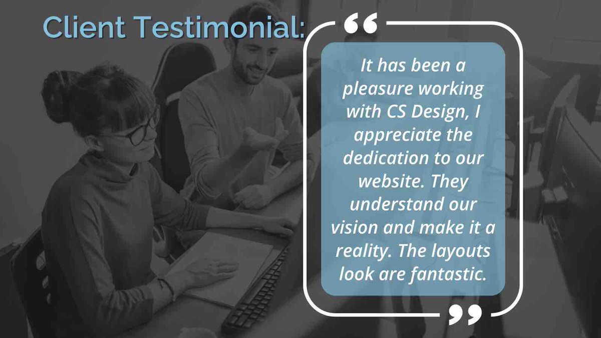 CSDesignOnline's tweet photo. Check out what a client had to say about our services! 

#review #testimonial #client #design #website https://t.co/ROAUgSXS2b