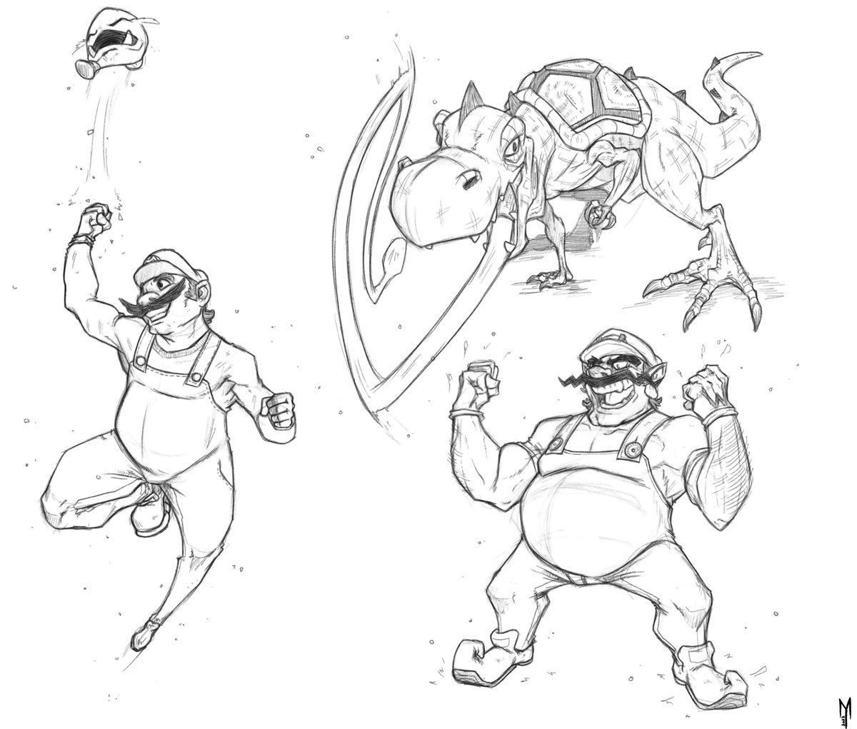 I am sorry for the massive absence. Spent the last few months building a new gaming PC. and it has been having so many issues. It is just now stable enough to get some work done on. Still crashed twice while sketching. But I made some Mario sketches.