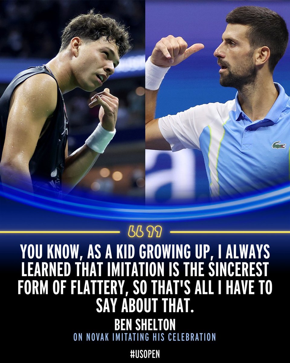 usopen's tweet photo. Ben Shelton could only smile when asked about Novak Djokovic's celebration. https://t.co/L5fkhm1TEM