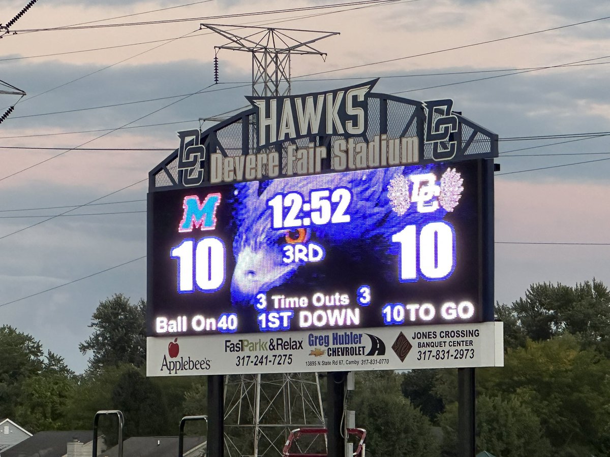 Decatur Central and Martinsville tied 10-10 at halftime. 🏈 @WISH_TV | #TheZone8