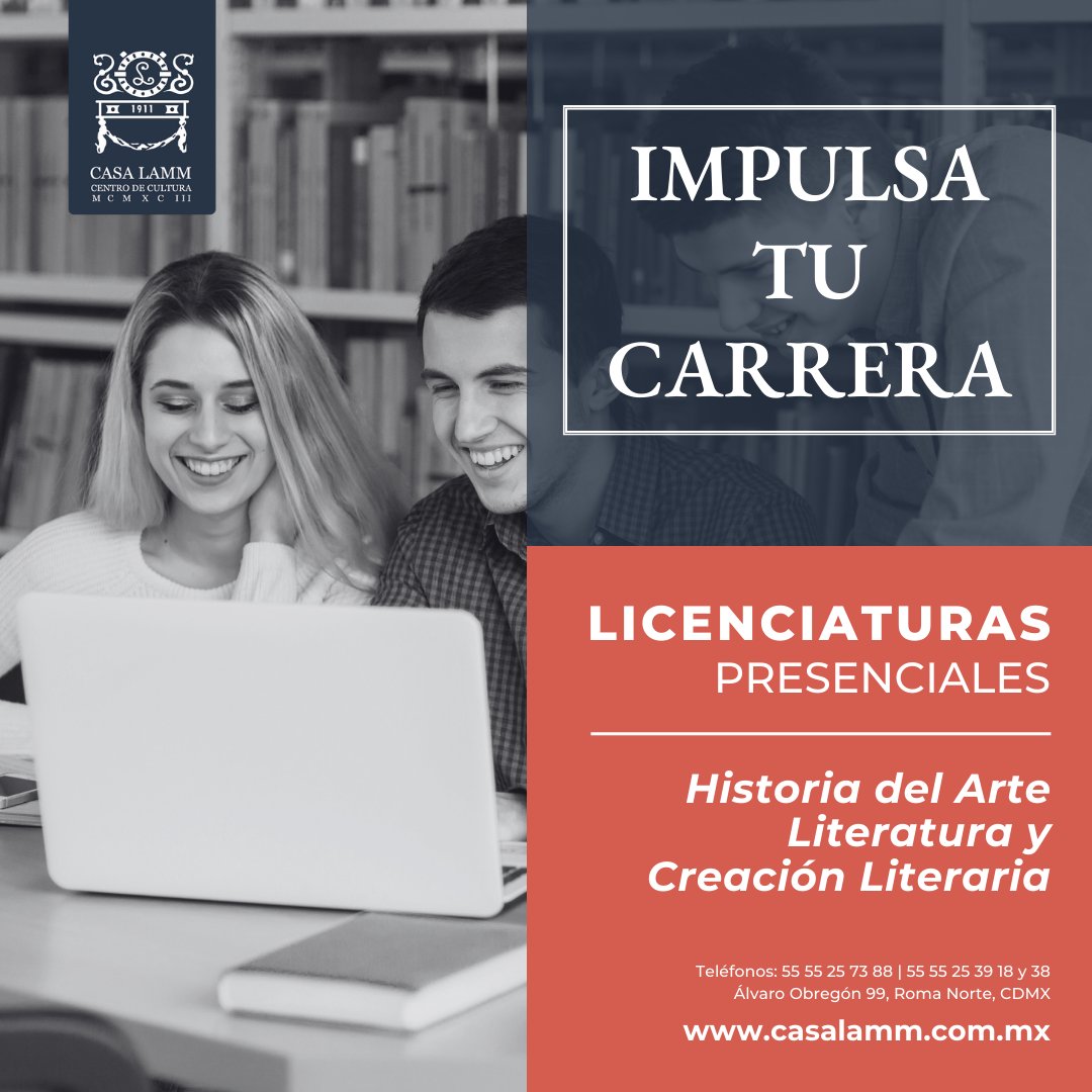 Inicia tus estudios profesionales en #CasaLamm, una de las instituciones más reconocidas a nivel nacional.

¿Necesitas más información? Entra a casalamm.com.mx/area-academica… y nos comunicaremos contigo 

#Universidad #CDMX #ColoniaRoma #Arte #Literatura #Cultura #YoSoyCasaLamm