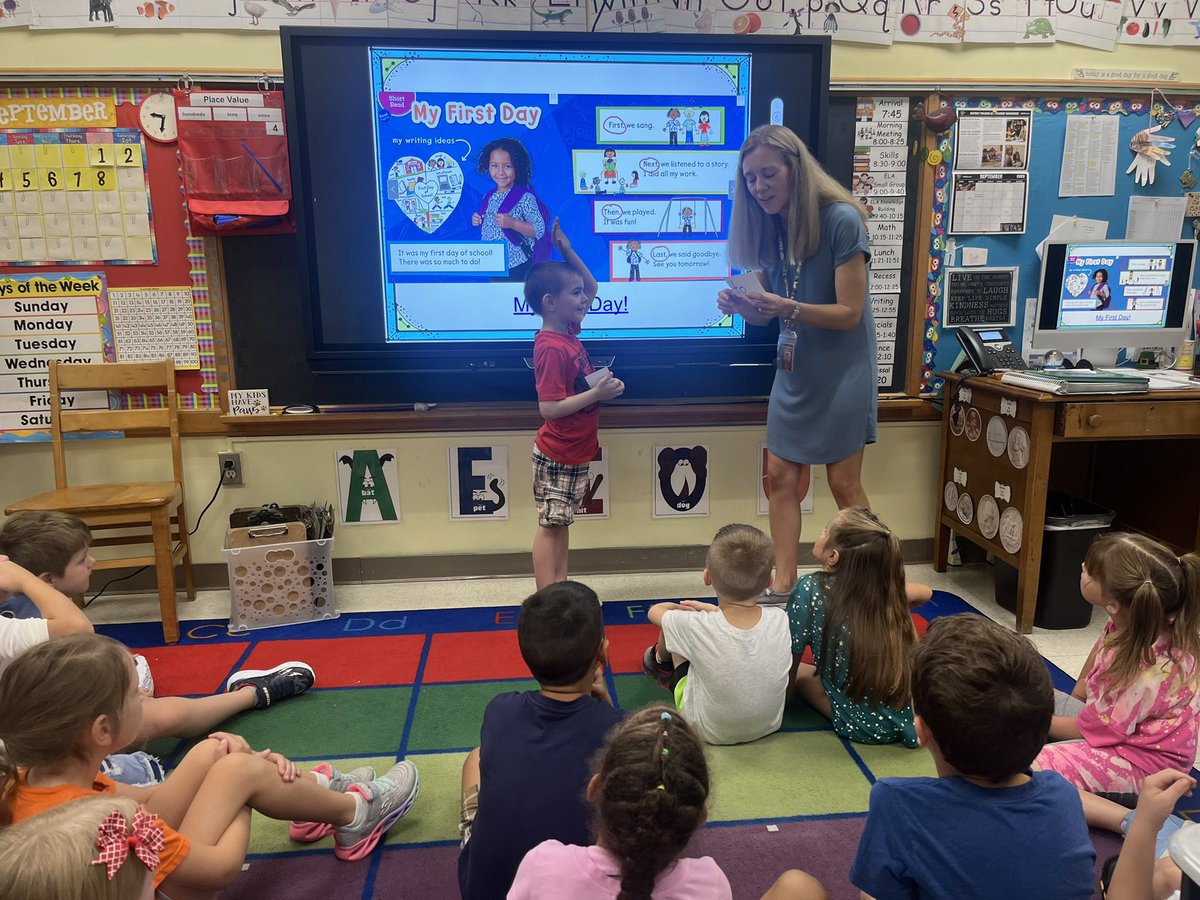 Here in first grade we LOVE quiz, quiz, trade!!! Mrs. Clark does an awesome job showing our new friends the rules and expectations for this fun game!! #gopanthers #newfriends
