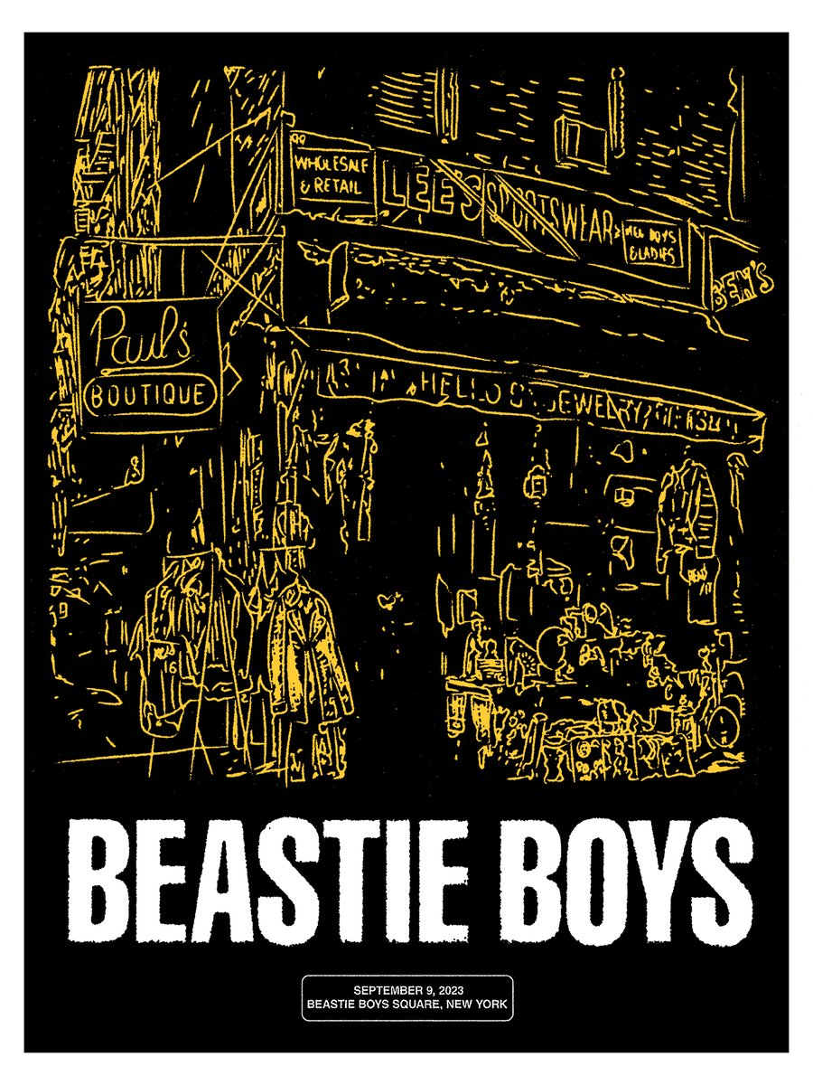 Tomorrow! #BeastieBoys Square Unveiling Celebration! Saturday, September 9th 12P-2P Corner of Ludlow & Rivington Streets Lower East Side NYC Can't be in NYC? Watch the ceremony on @YouTube: BeastieBoys.lnk.to/BBSquare