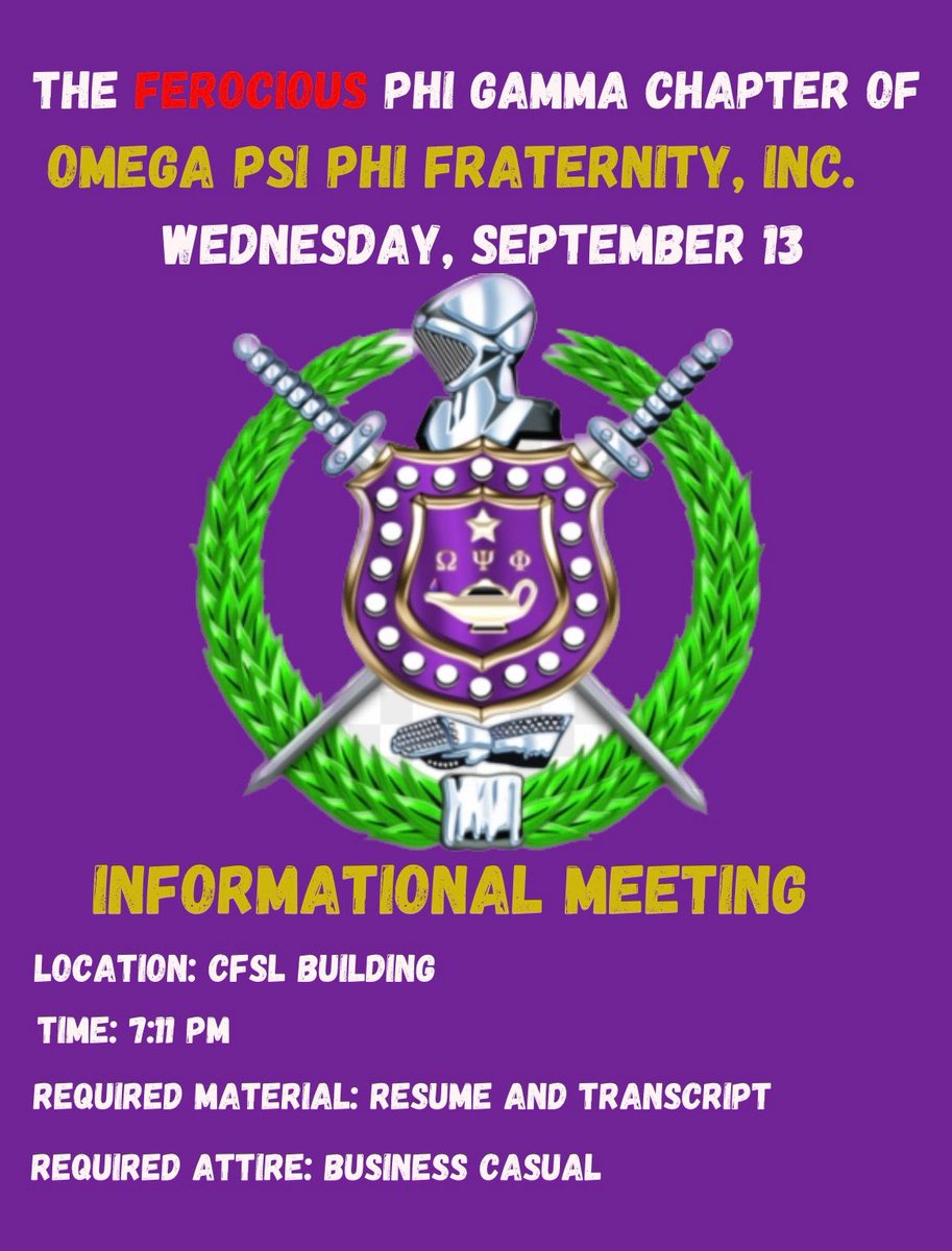 The Phi Gamma Informational has been rescheduled for Wednesday, the 13th. We look forward to seeing you there with Resumes & Transcripts in hand. DON’T BE LATE!