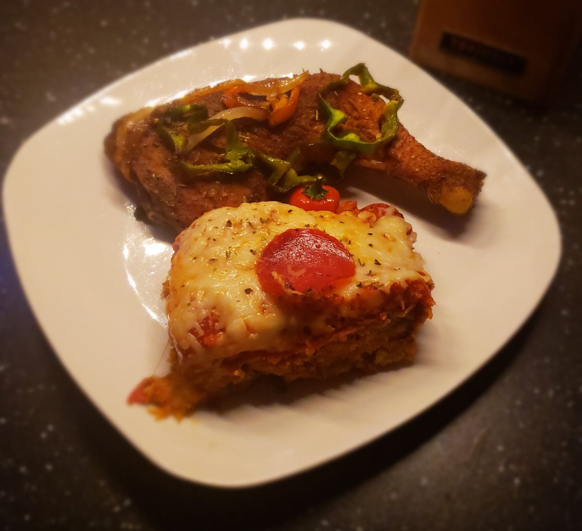 Dinner tonight... #baked chicken and #EggplantParmesan 😋😋😋