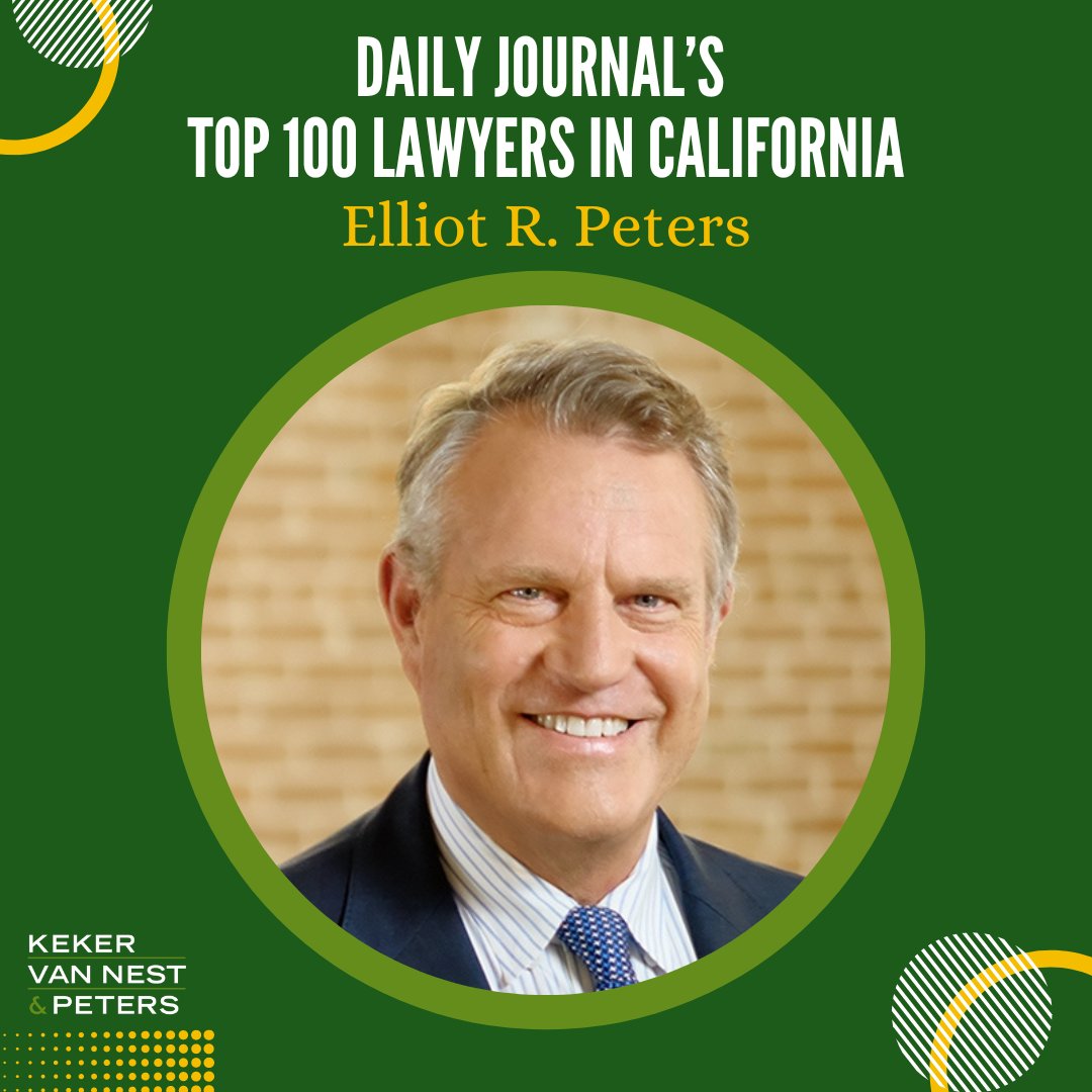 Congratulations to our partner Elliot Peters for being featured among the Top 100 Lawyers in California by the Daily Journal! Read about his upcoming trials and the Mickelson v. PGA Tour in the recent article here: ow.ly/UWn550PJynF.