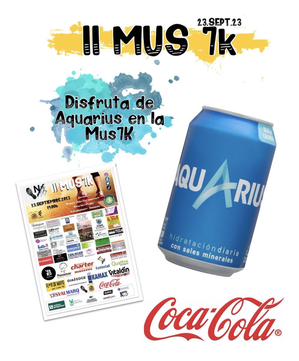 CorrerMuseros's tweet photo. La hidratación es esencial para los deportistas, y Aquarius es una bebida perfecta para reponer los líquidos perdidos durante la carrera. Gracias en nombre de todos los corredores de la #mus7k @CocaColaEP_es https://t.co/dbuuWHEzSx