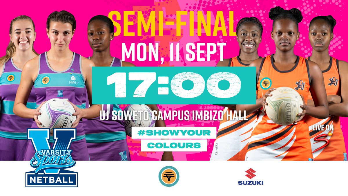 NetballUj's tweet image. 𝐍𝐞𝐱𝐭 𝐟𝐢𝐱𝐭𝐮𝐫𝐞 | 𝐕𝐚𝐫𝐬𝐢𝐭𝐲 𝐍𝐞𝐭𝐛𝐚𝐥𝐥

UJ Netball will feature in their second consecutive semi-final going against North-West University at the UJ Soweto Campus - See you there🫵

Ticket sales are live &amp;gt; tinyurl.com/2s4ezxkx

#UJAllTheWay #ShowYourColours