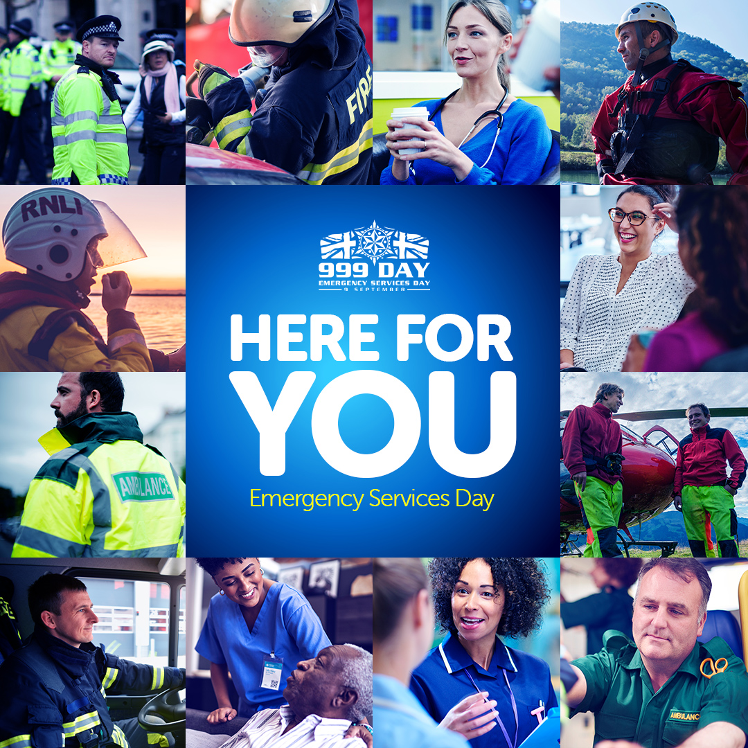 This #999day we celebrate those in the NHS and emergency services 💙

It's our opportunity to say thank you for all that you do.

Please join us in taking part in a two-minute silence at 9am to remember those who lost their lives in the line of duty 🕯