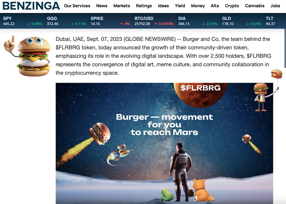 FLRBRGtoken's tweet image. 🔥#Benzinga Showcases $FLRBRG's Stellar Ascent in the Digital Currency Realm! 🌍

🎯Making headlines and capturing the attention of high-caliber platforms like Benzinga, our journey stands out, highlighting our community-driven token evolution in the midst of the buzzing crypto