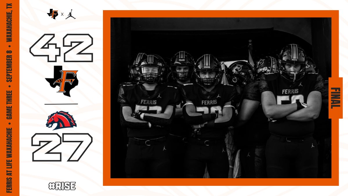 Ferris Football (@ferrisfb_) on Twitter photo 1-0 for the week. Proud of our guys.
We return home next week against Sunnyvale.
๐ โซ๏ธโช๏ธ
#Bricktown #RISE23 #DIFF
<a href="/StevenGreek1/">Steven Greek</a> <a href="/Coach_LColvin/">Larry Colvin</a> <a href="/AdamOlson1982/">Adam Olson</a> 1-0 for the week. Proud of our guys.
We return home next week against Sunnyvale.
๐ โซ๏ธโช๏ธ
#Bricktown #RISE23 #DIFF
<a href="/StevenGreek1/">Steven Greek</a> <a href="/Coach_LColvin/">Larry Colvin</a> <a href="/AdamOlson1982/">Adam Olson</a>