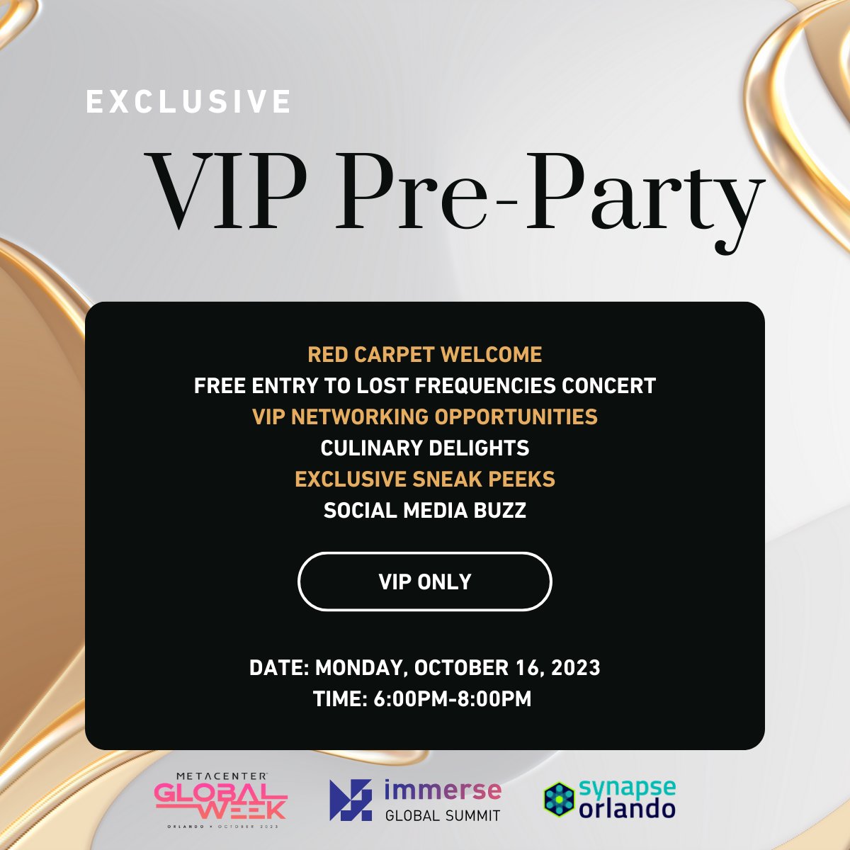 ✨VIP's get FREE ENTRY to Lost Frequencies concert! <a href="/LFrequencies/">Lost Frequencies</a> at The MetaCenter Global Week in Orlando! ✨Tickets still available: metacenterglobal.com

#concert #IGSOrlando #MCGW #MetaCenterGlobalWeek <a href="/the_metacenter/">The MetaCenter</a> <a href="/SynapseFL/">Synapse Florida</a> #techevent #conference #networking