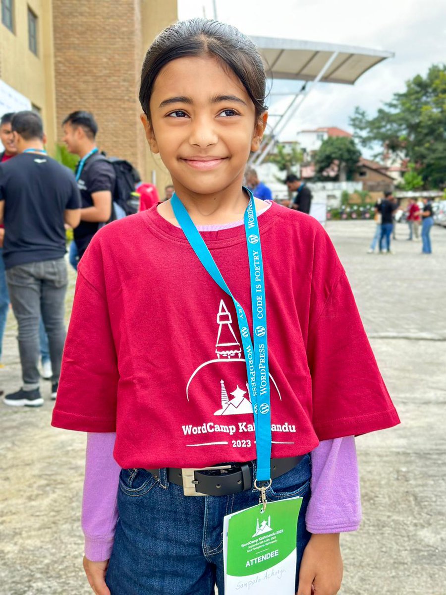 WCKathmandu's tweet photo. We are delighted to see our youngest WordCamp Attendee Sampada Acharya aged 8 years at our WordCamp Kathmandu 2023. 🙂

#WCKTM #WordCamp https://t.co/LlUiuhFFpc