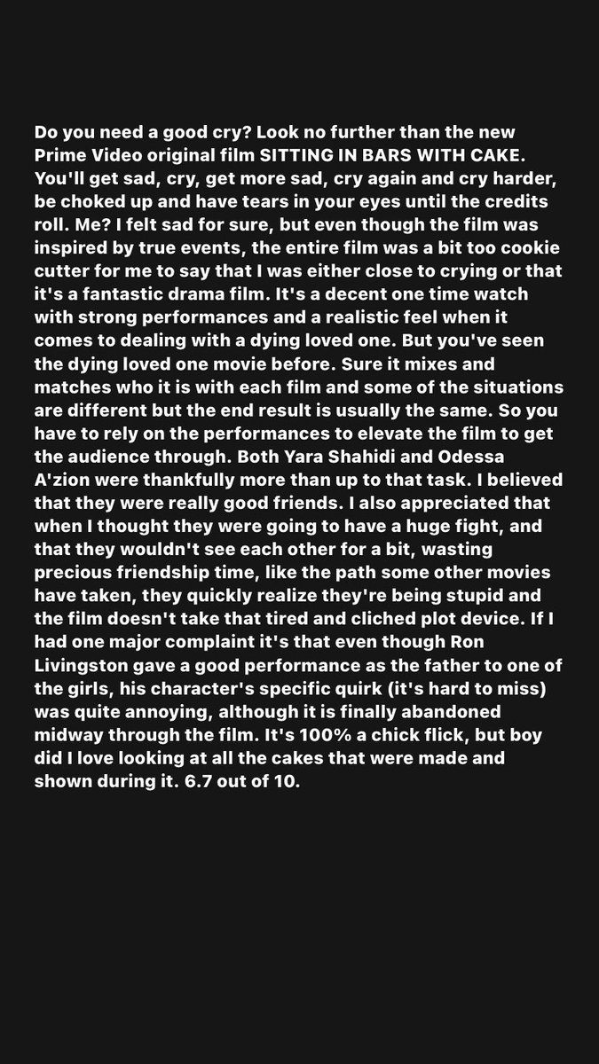 #SittingInBarsWithCake #PrimeVideo #AmazonPrimeVideo #Amazon #PrimeVideoOriginal #Streaming #drama #YaraShahidi #OdessaAzion #BetteMidler #MaiaMitchell #RonLivingston #moviereview #moviereviews #review #reviews #zachszanymoviereviews #inspiredbytrueevents