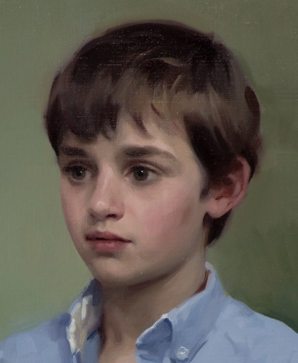 Another recent commission of a young lad. He had a lovely considered expression, so interesting to chase.

#portrait #portraiture #portraitpainting #oilpainting #commissions #childportraits #headstudy