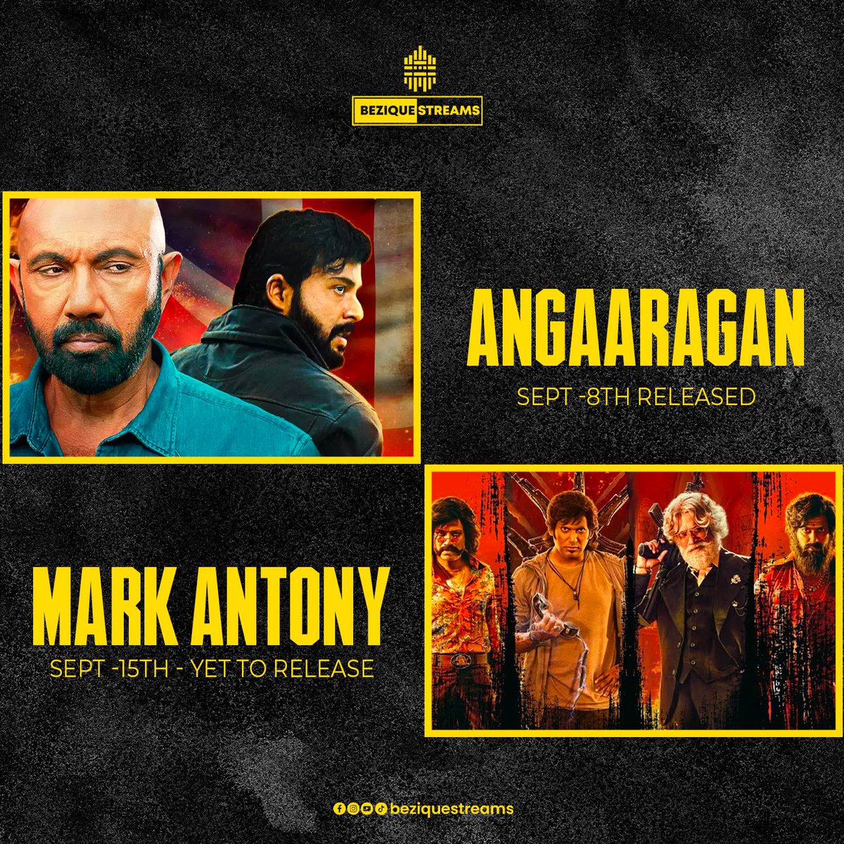 BeziqueStreams's tweet image. Its a Silver Screen September!

A Magnificent Line Up of Amazing Movies to wait for 😍😍😍

Which one are you waiting for??? 

Comment below 🔥🔥🔥

#septembermovies #tamilmovies #movielist #markantony #jawan #kushi #kannursquad #beziquestreams #thudikumkarangal #noodles