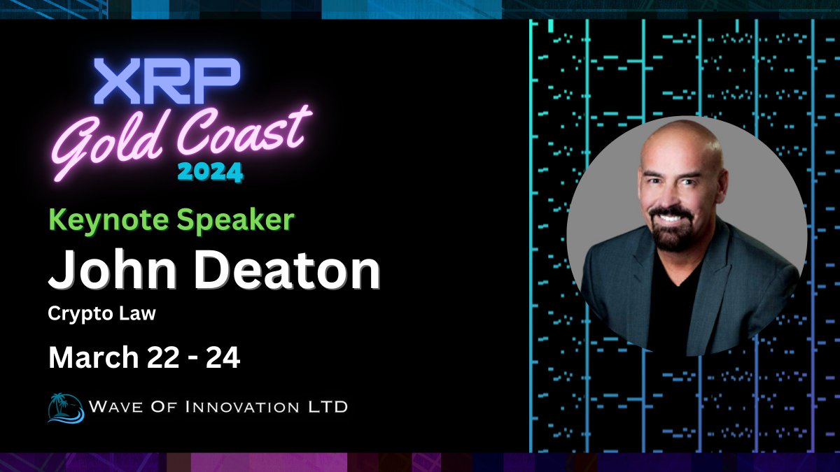 wave_of_innov's tweet image. 💥 BOOM!💥

The Team at 🌊Wave of Innovation🌊is thrilled to announce Mr. John E. Deaton, a renowned legal expert and advocate in the cryptocurrency industry, as the distinguished key speaker for our upcoming #XRPGoldCoast2024 conference. Mr. Deaton's extensive knowledge and…
