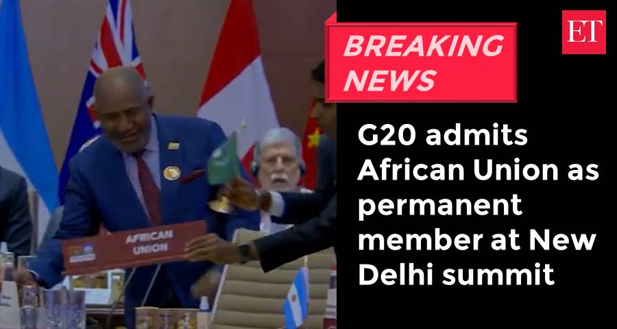 EconomicTimes's tweet image. #BREAKING: #AfricanUnion becomes a #PermanentMember of the #G20  
🌐 #G20Summit2023 LIVE Updates: bit.ly/3PxSBI4