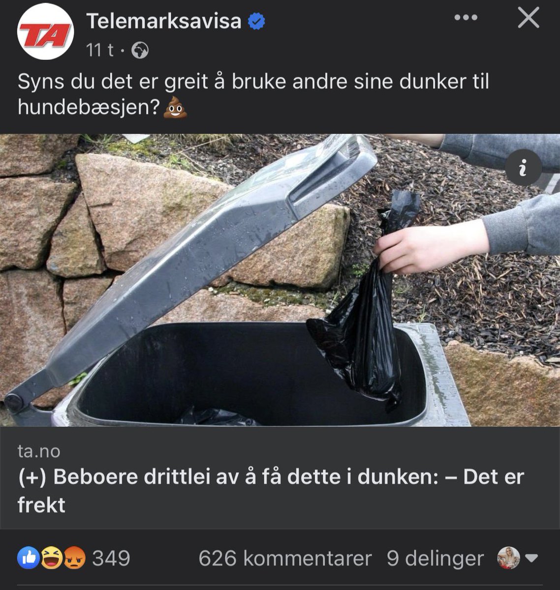 You guys ever wondered what Norwegian people complain about!? 

They find it extremely rude that people throw doggie bag in someone else’s trash 😆

People planing to rent it out or what? 🤣