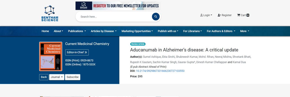 #review paper published in #Current Medicinal Chemistry (IF-4.1, Scopus cite score-8.7) #Bentham
Congratulations to the excellent #Team @_INPST @DHPSP @NPMND @IISTIndore @Kam_Dua dx.doi.org/10.2174/092986…