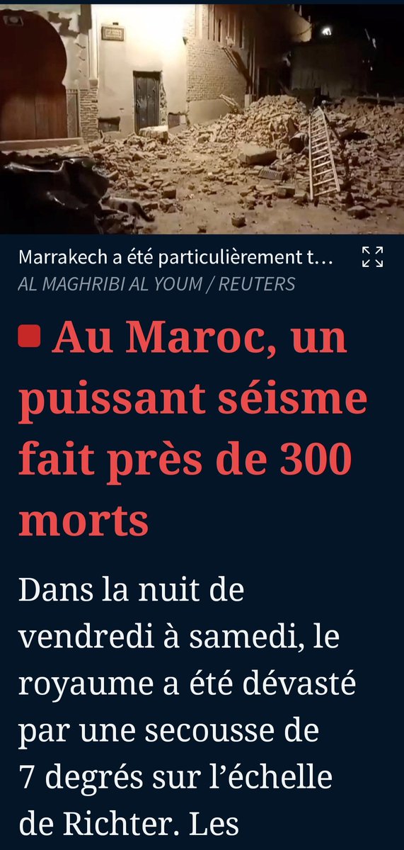 msorkine's tweet photo. Le royaume du #Maroc a été touché par un terrible tremblement de terre cette. Principalement la ville de #Marrakech. Plus de 300 victimes.
Toutes mes pensées au peuple marocain, ainsi qu'à nos ressortissants français. https://t.co/WNPFpmjgY5