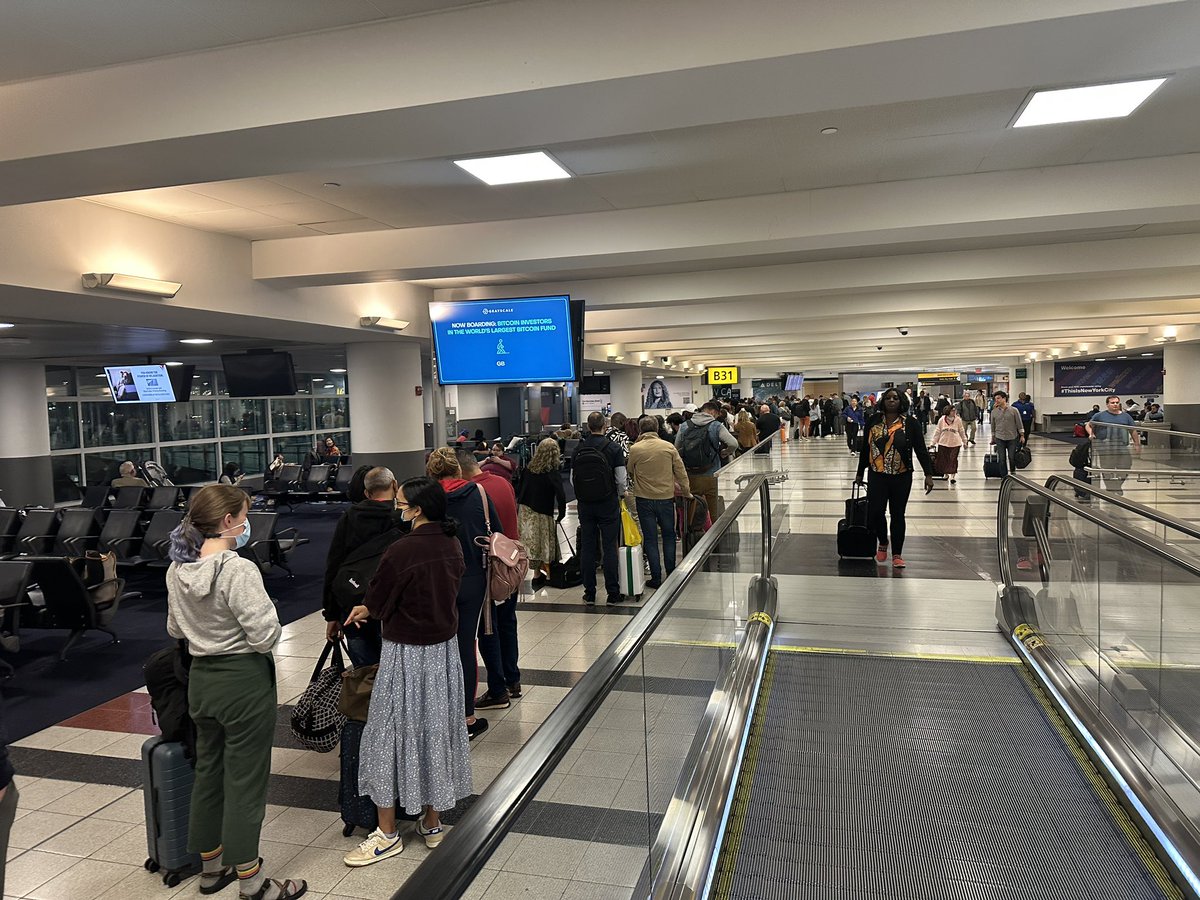 LaurenScala's tweet image. Ooof. The line for the Delta help desk at JFK airport at 1:50a. Must have over 500 people on it. I got diverted to Ohio bc of weather but despite the delays feel lucky to be home. Would much rather sit in traffic on the Van Wyck than stand in that line.