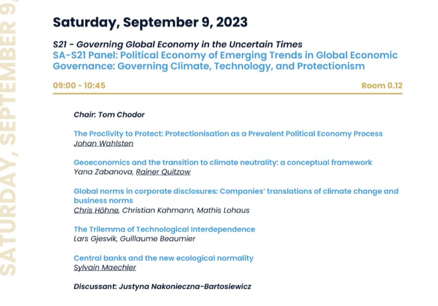 Good morning #EISAPEC23 early risers! 🌅 Why not start the final day with a great panel on emerging trends in global economic governance? Room 0.12 with @TomChodor @johanwahlsten @LarsGjesvik @RQuitzow @SylvainMae @HohneChris