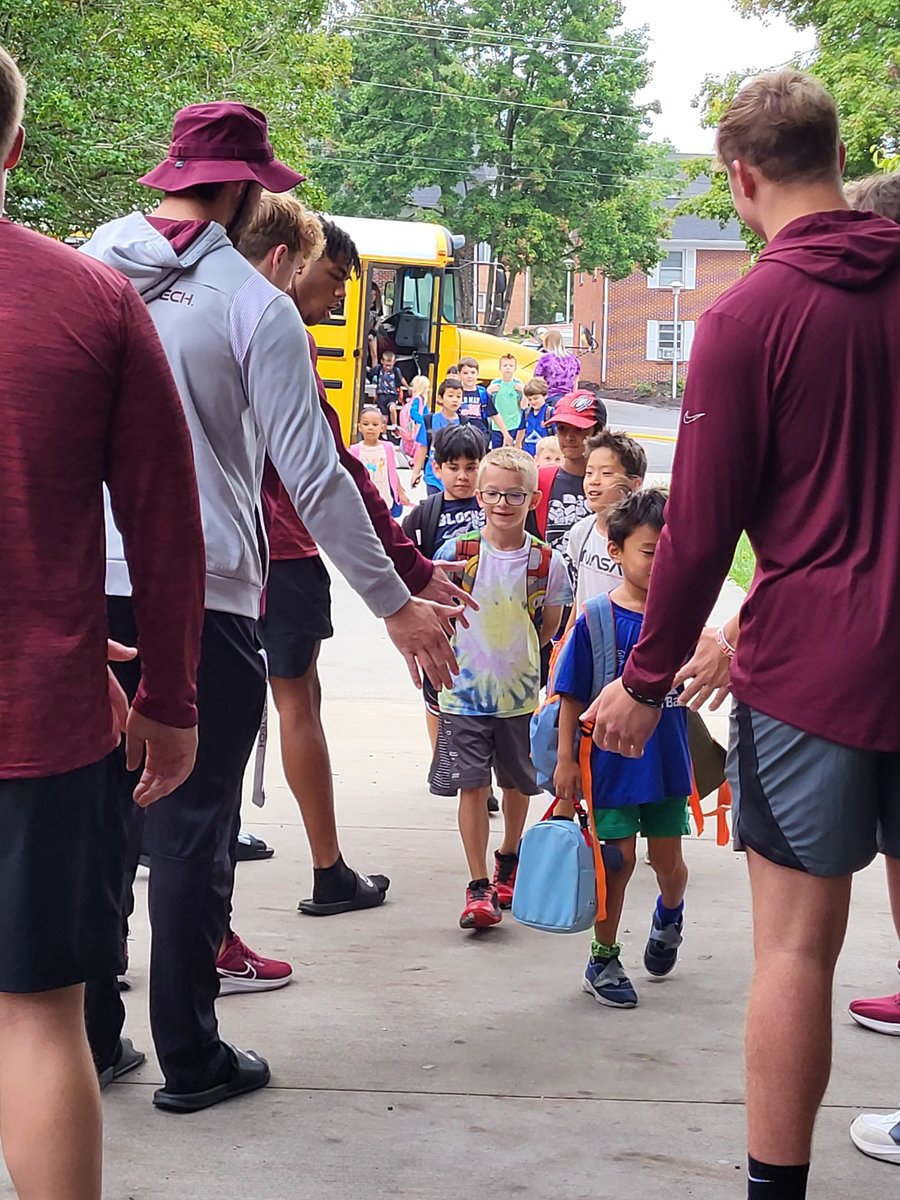 Thank you, <a href="/HokiesFB/">Virginia Tech Football</a>, for coming to greet us this morning!  We are pumped up for the weekend!  Go Hokies!