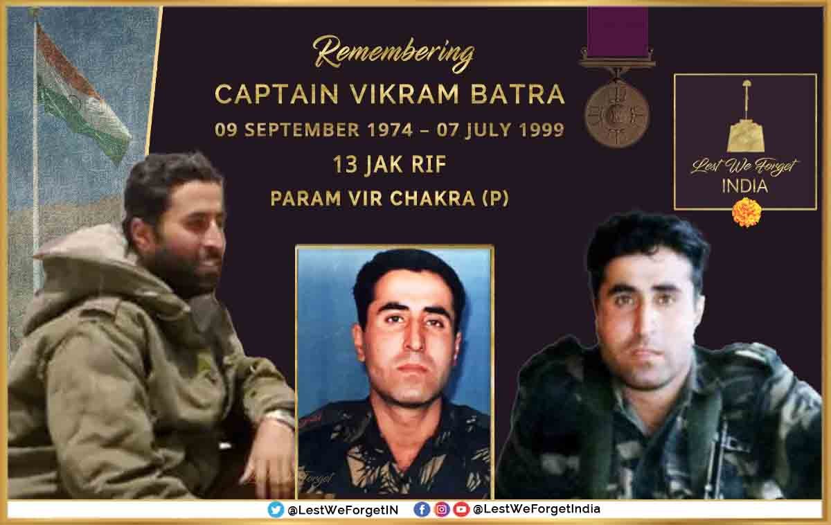 On his 49th birth anniversary today- #Remembering 'Sher Shah' - The soldier who became a legend

#LestWeForgetIndia🇮🇳 Captain Vikram Batra, #ParamVirChakra (P), #BravestOfTheBrave of 13 JAK RIF born #OnThisDay 09 September in 1974

The #IndianBrave's memory and gallantry lives on…