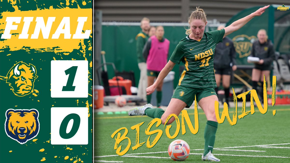 Bison Win! Olivia Watson's second half goal and seven saves from Abby Wilkinson give NDSU the cleansheet victory! 🤘 #GoBison 🦬 x #GladAllOver