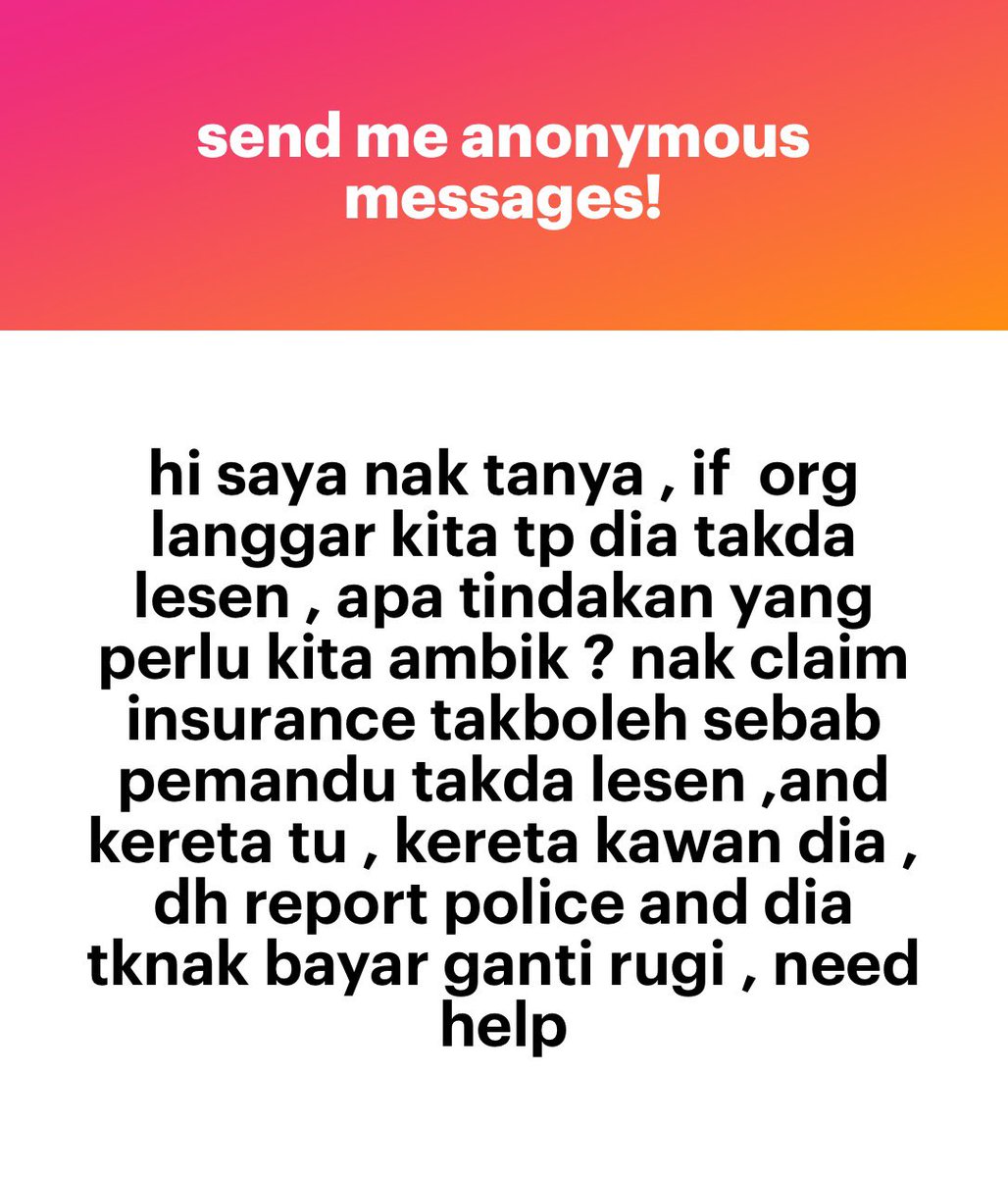 chairmanGLC's tweet image. Kalau dilanggar orang yang takde lesen, you&apos;re shit out of luck man. Insurans kereta kawan dia will not cover sebab driver takde dalam coverage and takde lesen.