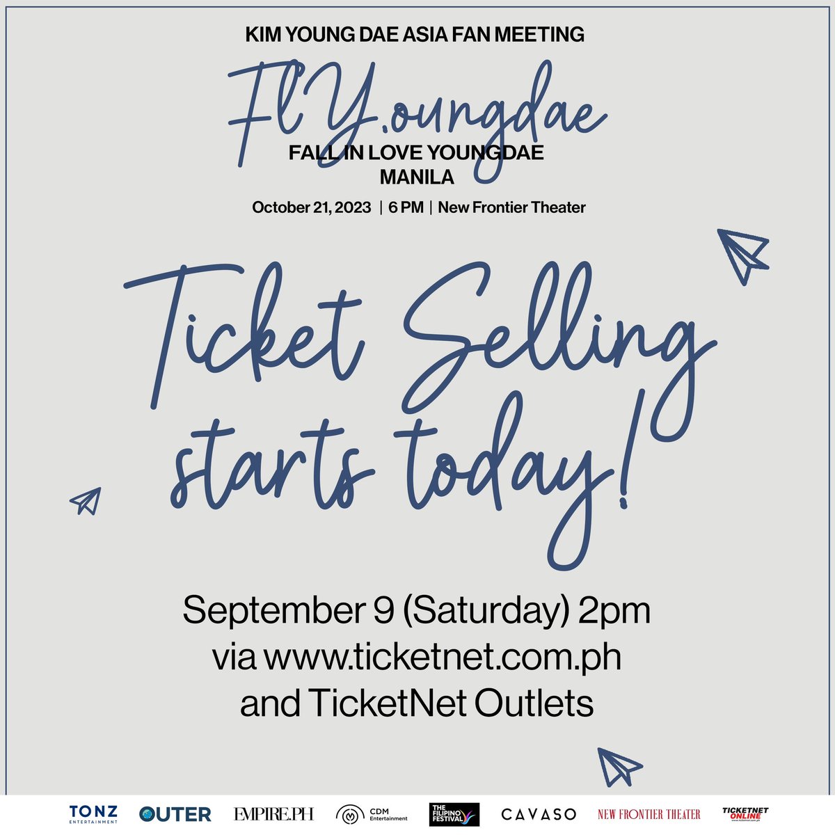 cdmentph's tweet photo. 🎟️ Today is D-DAY for #KIMYOUNGDAEinMNL ticket selling!  

⏰ Set your alarms now because tickets will be available starting 2 PM today via https://t.co/2srtOjcnvV and TicketNet outlets.

See you later!

#KIMYOUNGDAEinMNL #김영대 #KimYoungDae #아시아투어 #FLYoungdae #FLYOUNGDAEinmanila #아우터코리아 #1stFanmeetingtour #outerkorea #TONZ #tonzentertainment #CDM