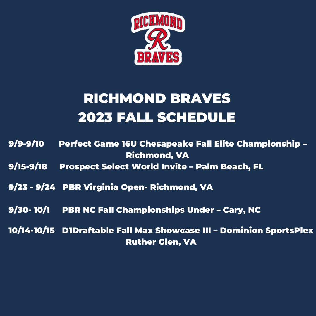GrahamWard00's tweet photo. Excited to start my fall season tomorrow with @16UBravesPlat, my schedule is listed below. https://t.co/go4qSAdXbi