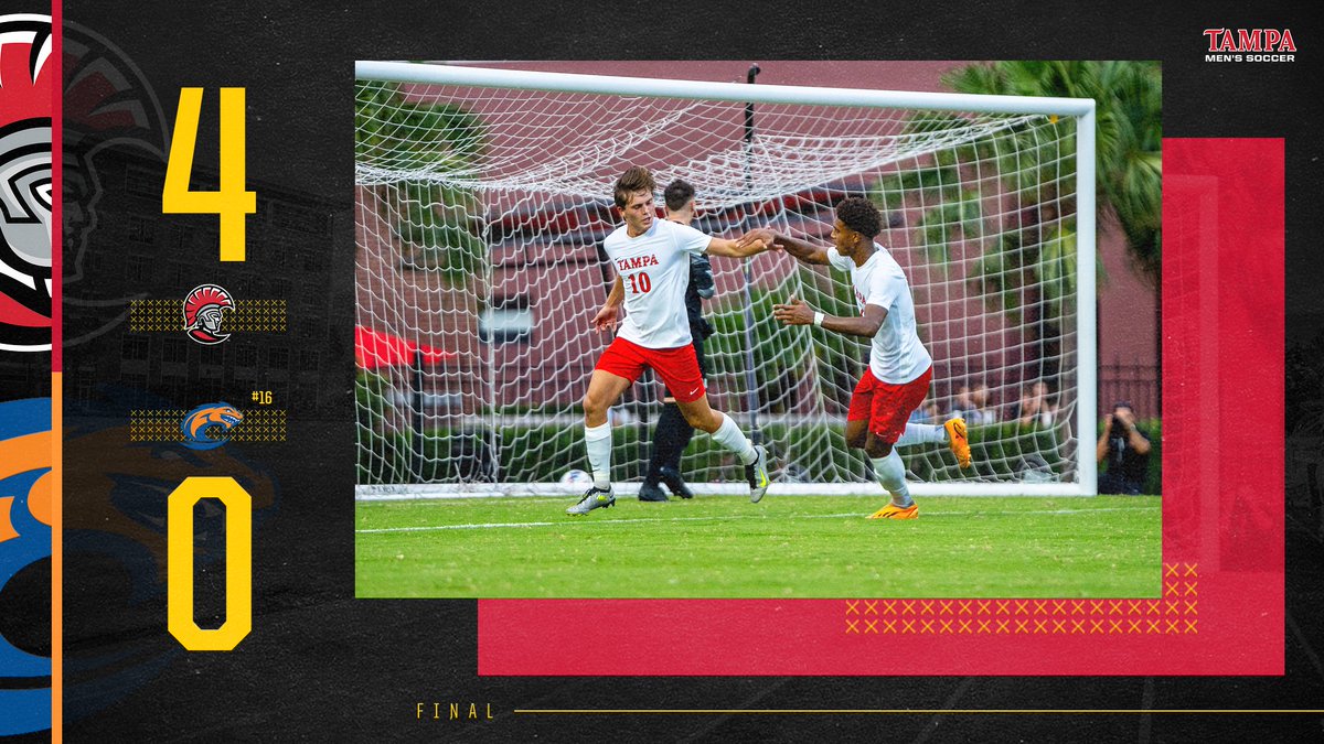 UTampaMSoccer's tweet photo. SPARTANS WIN‼️
A dominant performance at home leads to a clean sheet and a win.

#TampaMSoccer #StandAsOne🛡 https://t.co/QiKjmRYisy