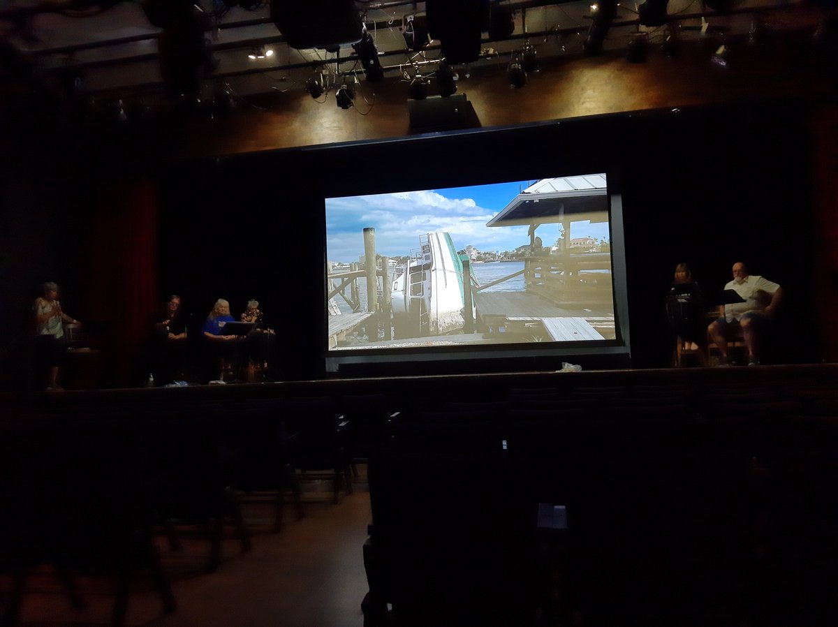 Good dress rehearsal today for the live-streamed sold-out book launch on 9/9/23 evening at the Alliance for the Arts in Fort Myers. Tamiami Tale Tellers will be reading selections from all 83 stories in the book. #GCWA_BookLaunch <a href="/GCWA_SWFL/">Gulf Coast Writers Association</a> bit.ly/stormstories-I… #bookshelf