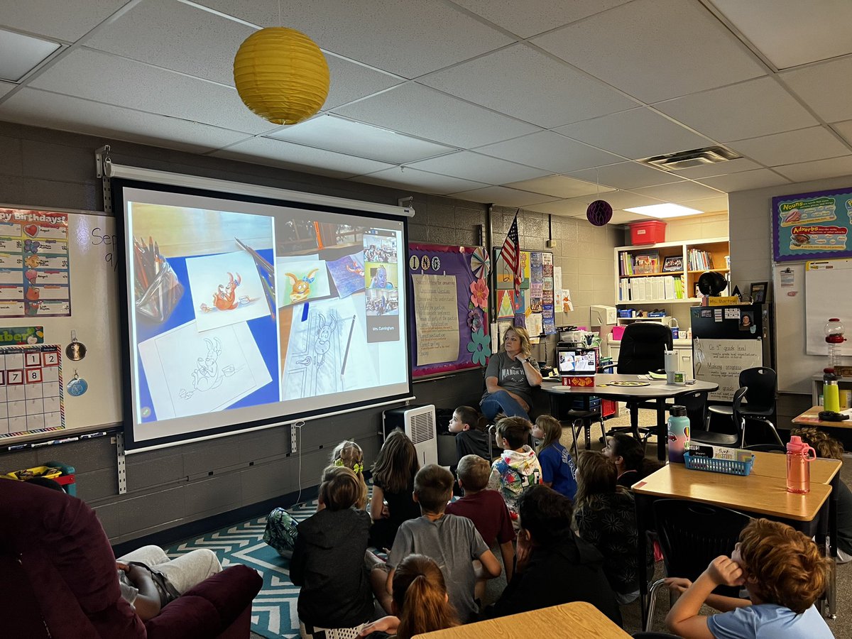 AnnetteBartow1's tweet photo. @MHPatriot 4th graders got to zoom with author Stacy C. Bauer this morning! We enjoyed hearing about the writing process and loved listening to her read latest book! https://t.co/AnvKbG8lB3