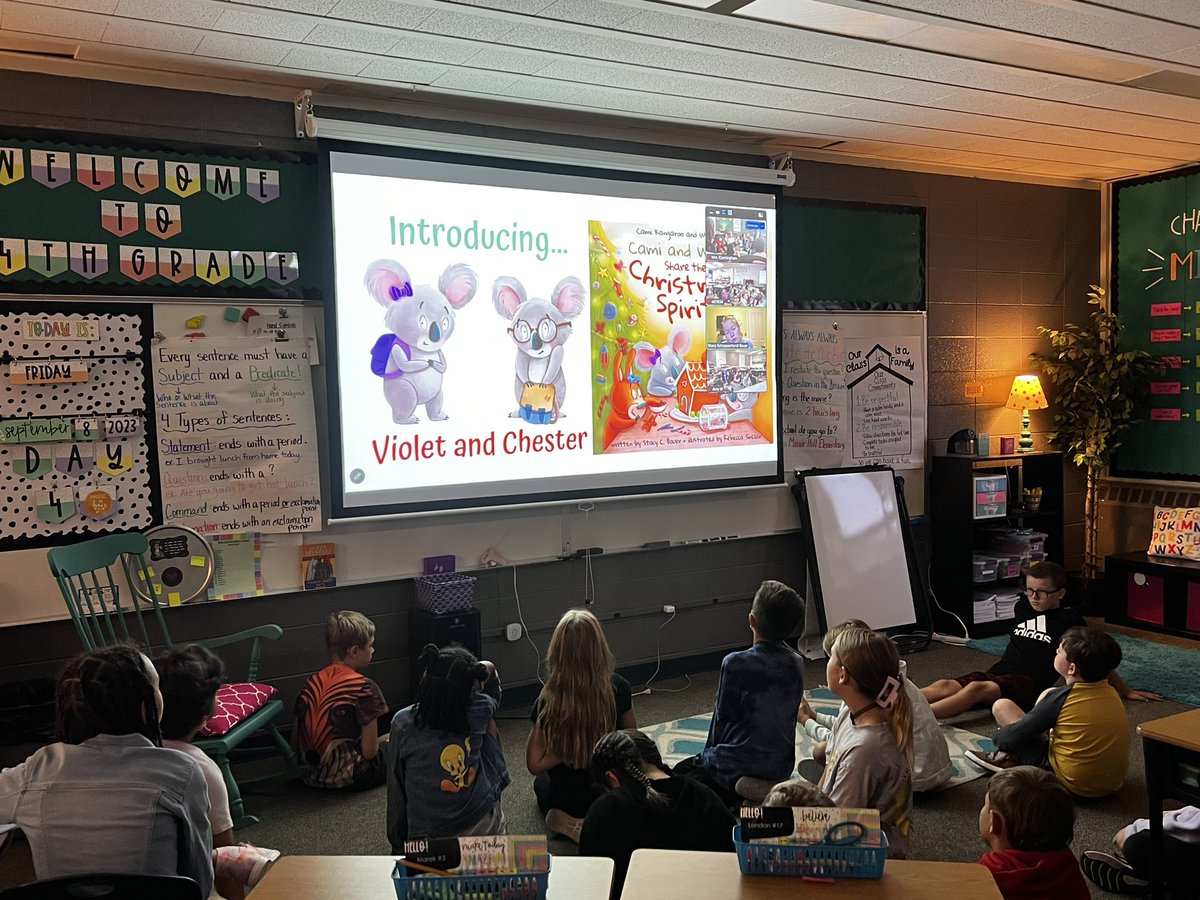AnnetteBartow1's tweet photo. @MHPatriot 4th graders got to zoom with author Stacy C. Bauer this morning! We enjoyed hearing about the writing process and loved listening to her read latest book! https://t.co/AnvKbG8lB3