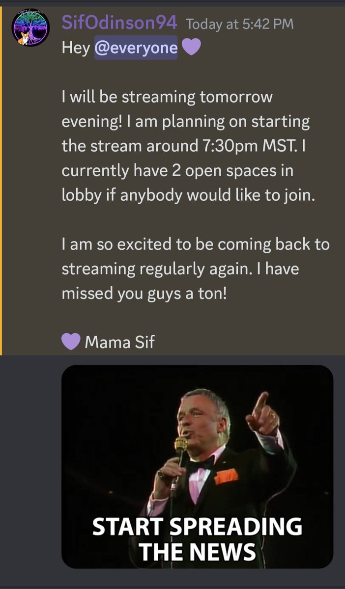 MamaSif94ttv's tweet photo. I'm back! Come join me tomorrow evening 💜
#affiliatetwitch #twitchstreamergirl #smallstreamer #backfromhiatus #guesswhosback #gamermom #contentcreator #dbdstreamer #graphicart #sifodinson94 #joinus #corgiclanofchaos #jointhediscord #discord #discordcommunity #discordserver https://t.co/HU20BOCVrZ