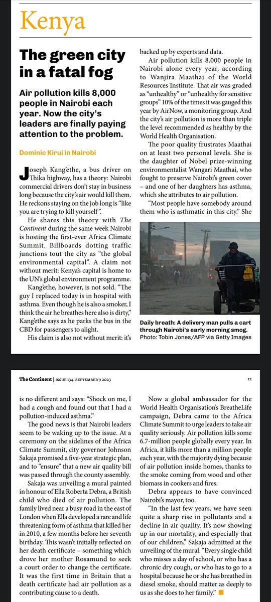 DominicKirui_'s tweet photo. My latest dispatch on #AirPollution for @thecontinent_ on the sidelines of the #AfricaClimateSummit23. 
@MathaiWanjira 
@WorldResources 
@SakajaJohnson https://t.co/1O1MYTt1ah
