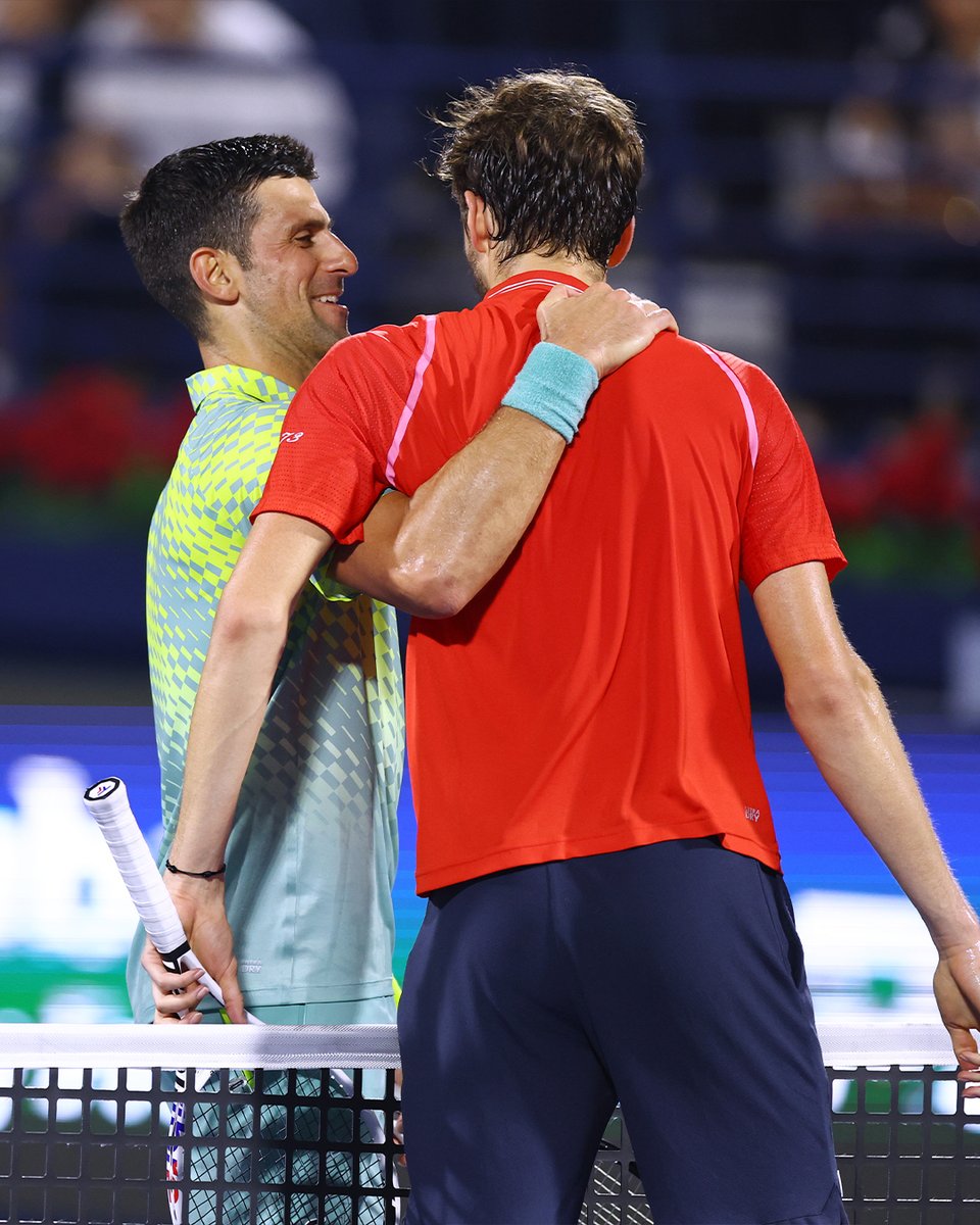 usopen's tweet photo. Novak Djokovic has one hard court loss in 2023.

It was to Daniil Medvedev in Dubai 👀 https://t.co/0XitglXSfx