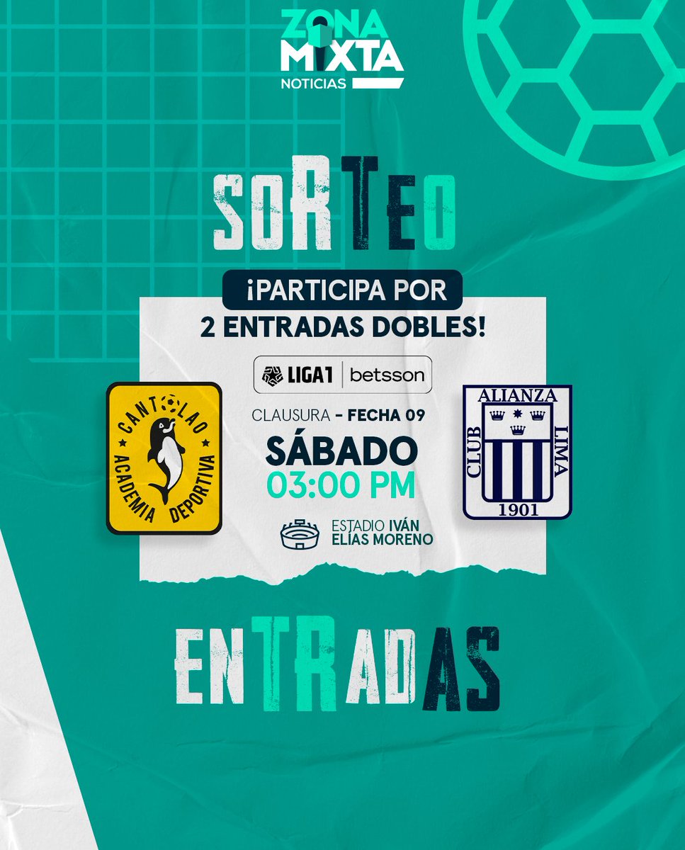 MovistarDeporPe's tweet photo. ¡Sorteamos DOS ENTRADAS DOBLES para el Academia Cantolao vs. Alianza Lima! 🎉🥳

Para participar sigue estos pasos:

1) Sigue a @MovistarDeporPe 
2) Darle RT a esta publicación 
3) Comentar esta publicación con una foto tuya alentando en el estadio a tu equipo https://t.co/iajOG43hFw
