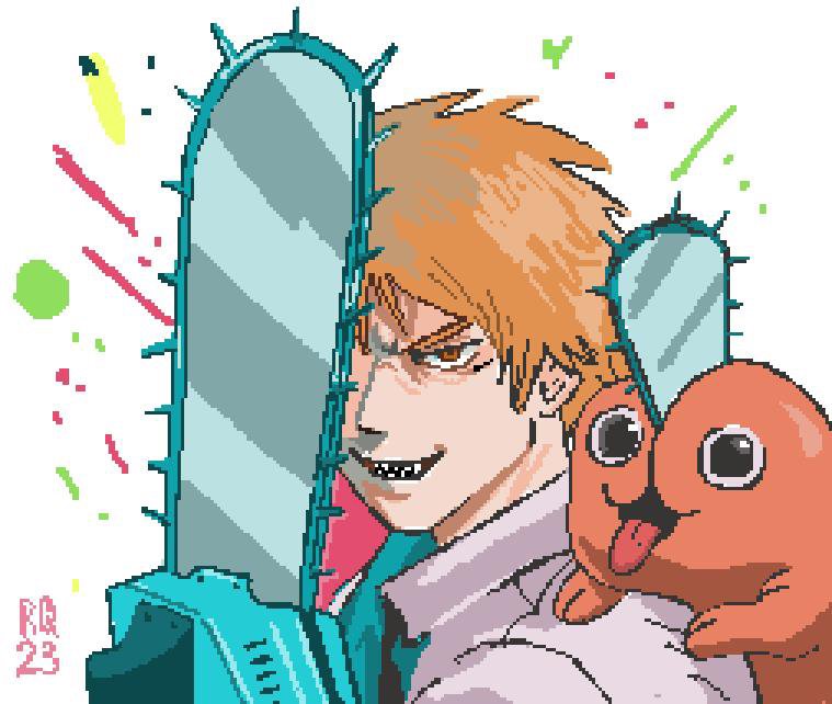 nekroticism's tweet photo. Me tengo que ir a dormir pero ya 🥱🪚
#chenso #chainsawman #denji #pochita #pixelart https://t.co/wBob3HVdzL