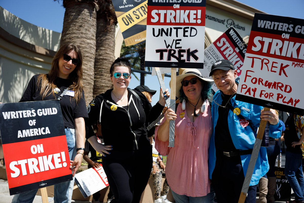 Happy Star Trek Day, we spent the day in solidarity with our #SAGAFTRAStrong #wgaStrong brethren and Trek family #IATSE #UnitedWeTrek — being told “welcome to the Family” never gets old 😭