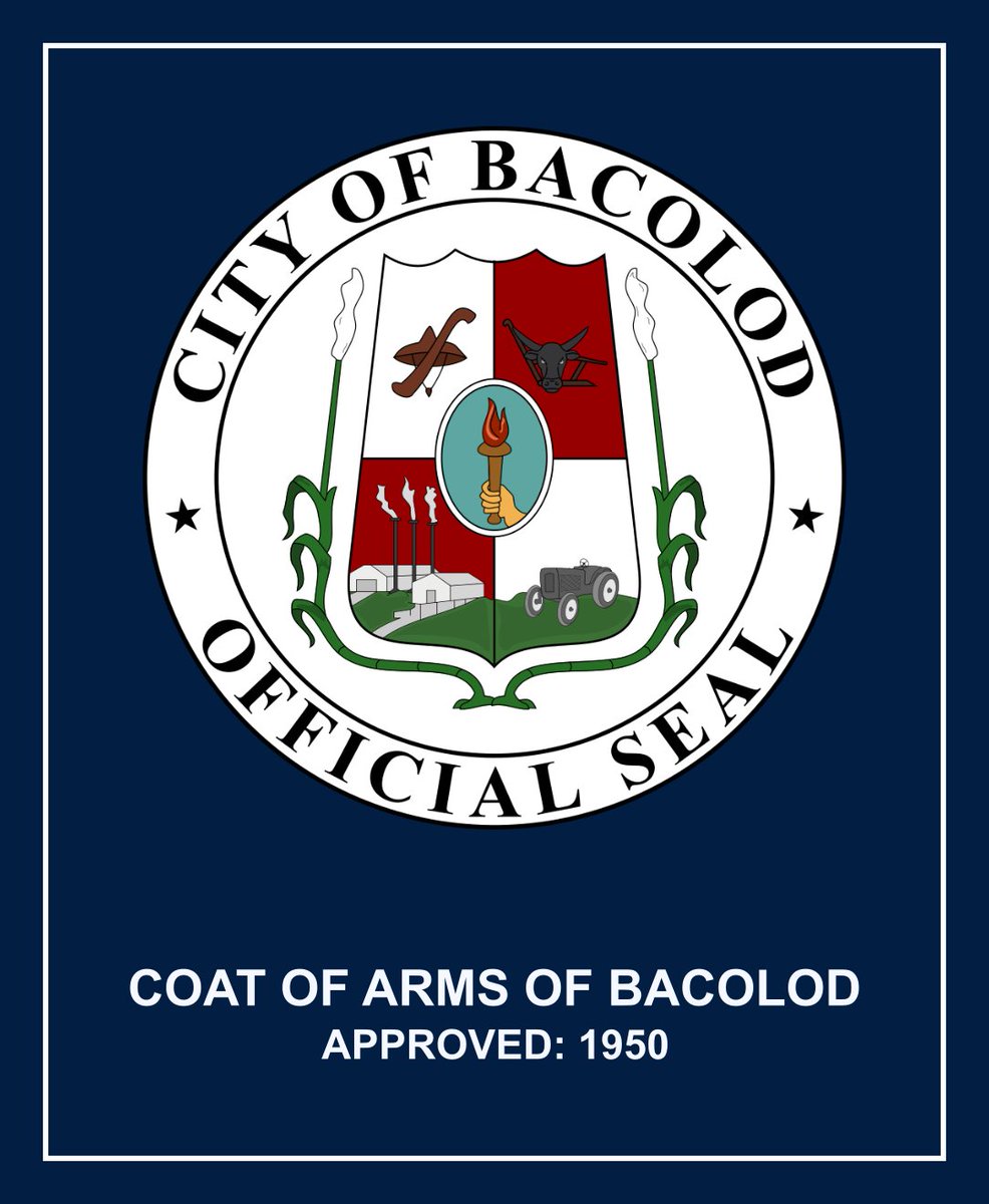 duasmoon_'s tweet photo. The current seal / coat of arms of Bacolod City derived from the first approved seal in 1950. Their only differences are the uses of tinctures. https://t.co/LD63cIpeiX