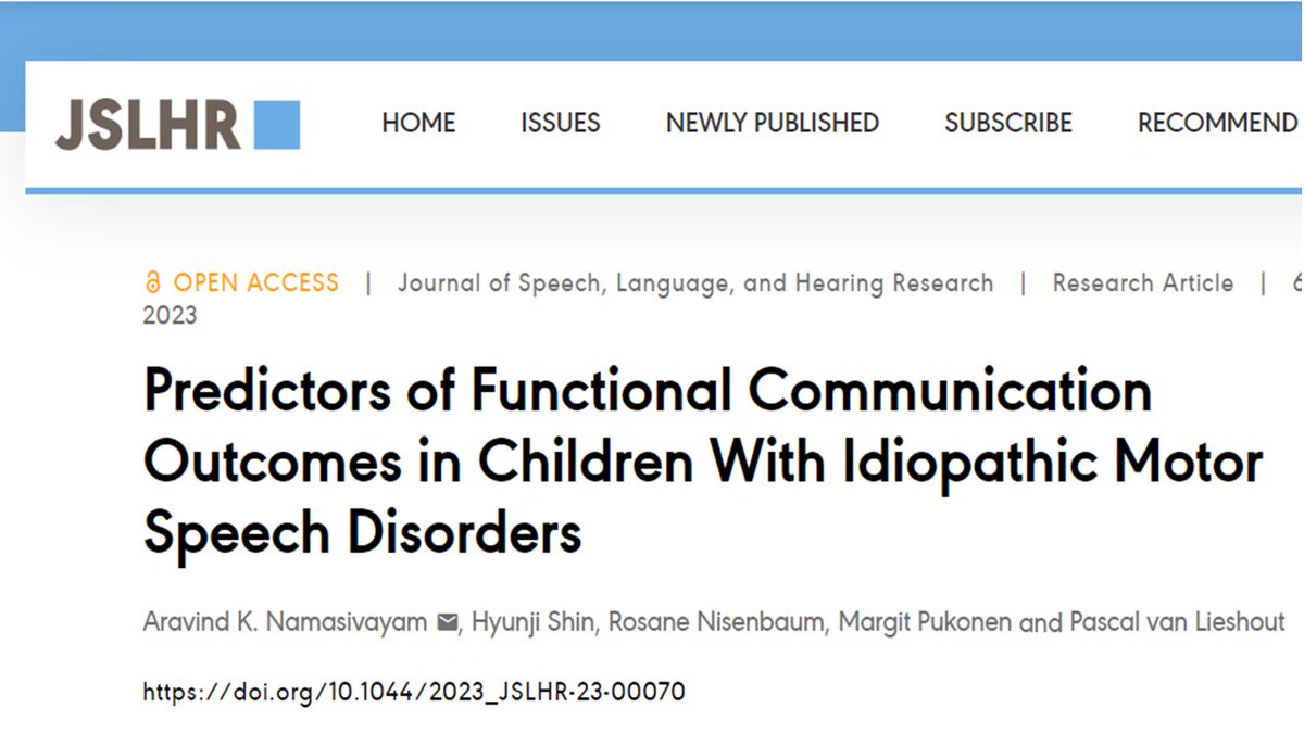 aravinduft's tweet image. New Paper Alert! Do you want to know what predicts functional outcomes in children with apraxia and speech motor delay? OPEN ACCESS  @ASHAWeb  @SIGPerspectives @DowerAssociates @ek_kearney @TheInformedSLP @SpchStutterInst @yvonnewren @SpeechAndLangUK   pubs.asha.org/doi/10.1044/20…