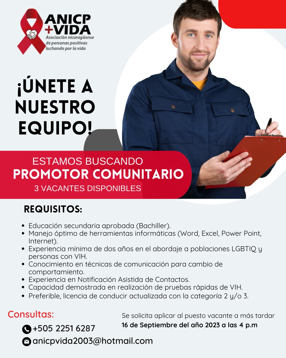 ANICPVIDA's tweet photo. Puedes revisar los Términos de Referencia para cada vacante disponible.
✅Responsable de Monitoreo y evaluación: https://t.co/PyavgClOaM
✅Promotor Comunitario/03 vacantes disponibles: https://t.co/ziMaL5HF6f
#OportunidadLaboral #promotoria #monitoreo #anicpvida https://t.co/6tshPzwPLi