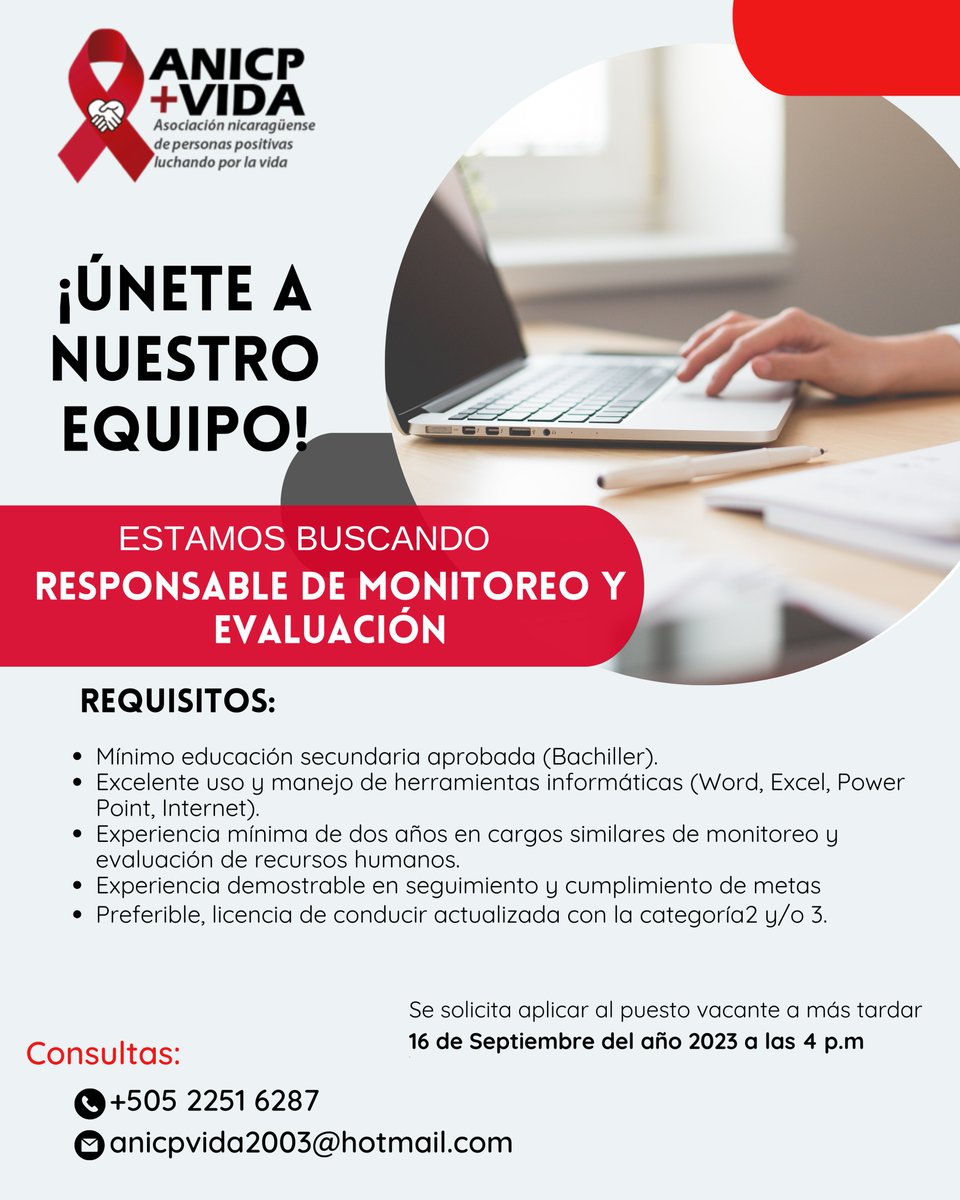 ANICPVIDA's tweet photo. Puedes revisar los Términos de Referencia para cada vacante disponible.
✅Responsable de Monitoreo y evaluación: https://t.co/PyavgClOaM
✅Promotor Comunitario/03 vacantes disponibles: https://t.co/ziMaL5HF6f
#OportunidadLaboral #promotoria #monitoreo #anicpvida https://t.co/6tshPzwPLi